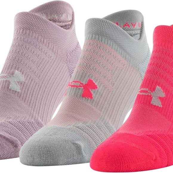 Under Armour Play Up No Show Tab Socks Pink 3 Pack - Picture 1 of 3